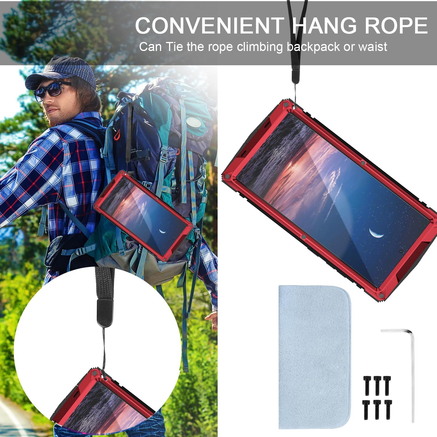 for Samsung Galaxy S24 Ultra Case with Screen Protector Military Grade Metal Case Rugged Heavy Duty Aluminum Hard Case with Kickstand (for S24 Ultra, Red)