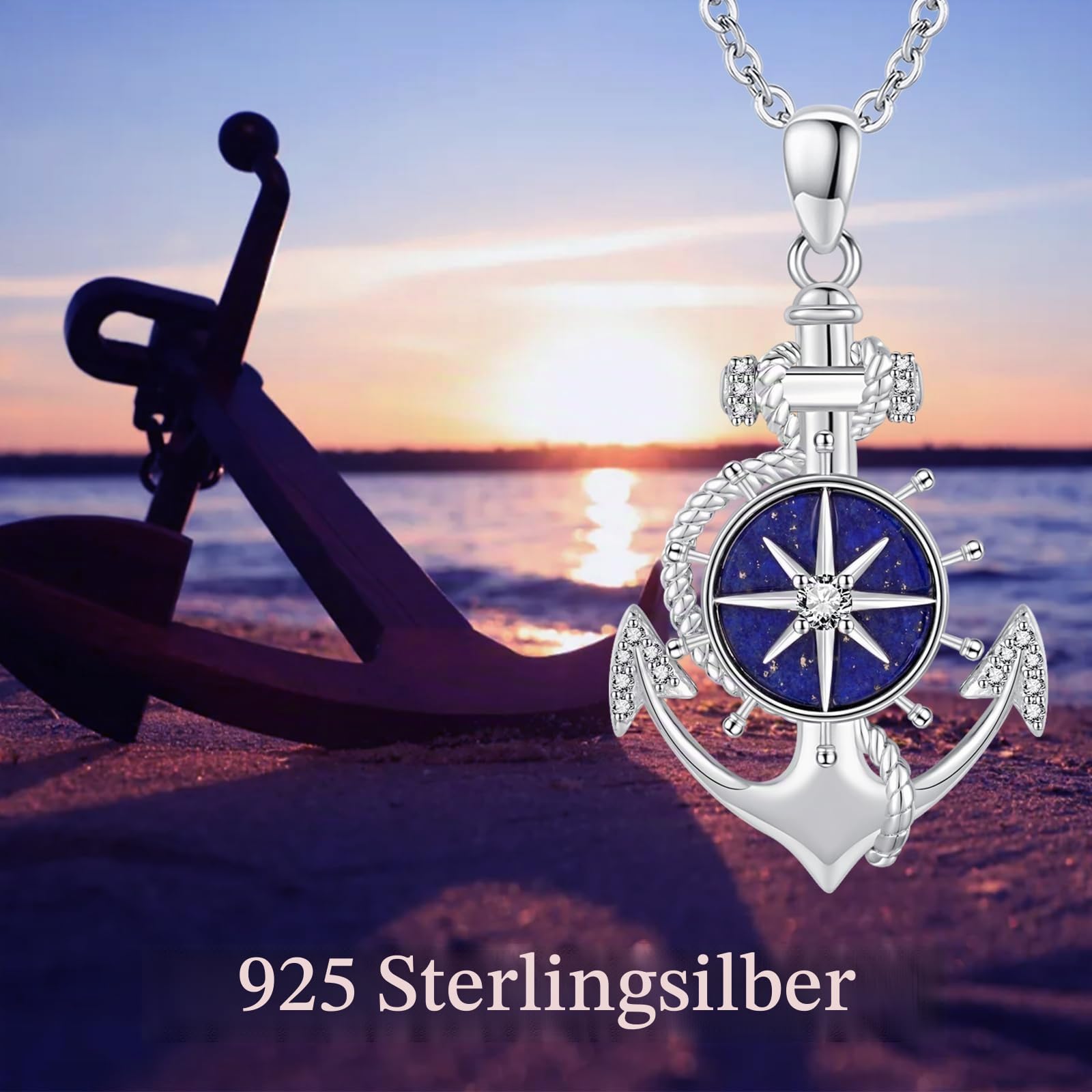 Kompass Halskette 925 Sterling Silber Hypoallergen Verstellbar für Damen & Herren Anhänger mit Symbolik für Reise Inspiration Elegantes Schmuck Geschenk
