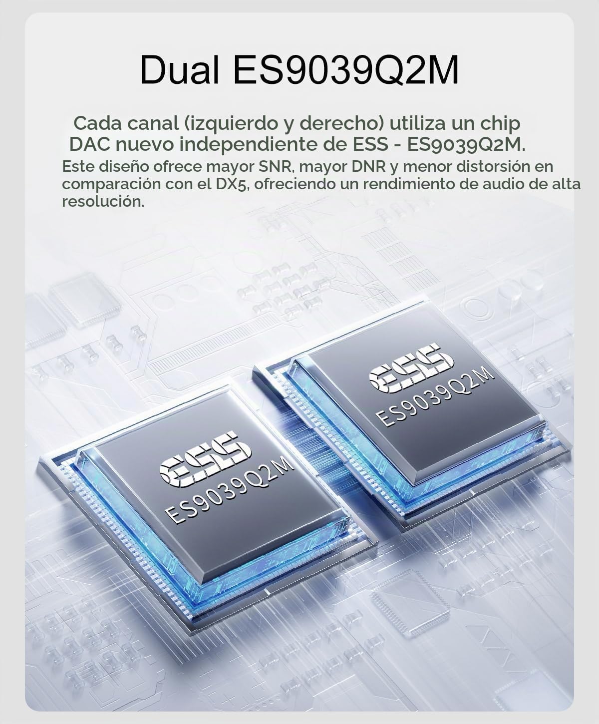 Topping DX5 II DAC Amplificador de Auriculares con Bluetooth 5.1, Chip DAC ES9039Q2M, Amplificación X-Hybrid, Ecualización de 10 Bandas y Salidas Balanceadas, USB XMOS, Alta Resolución, RC, Plata