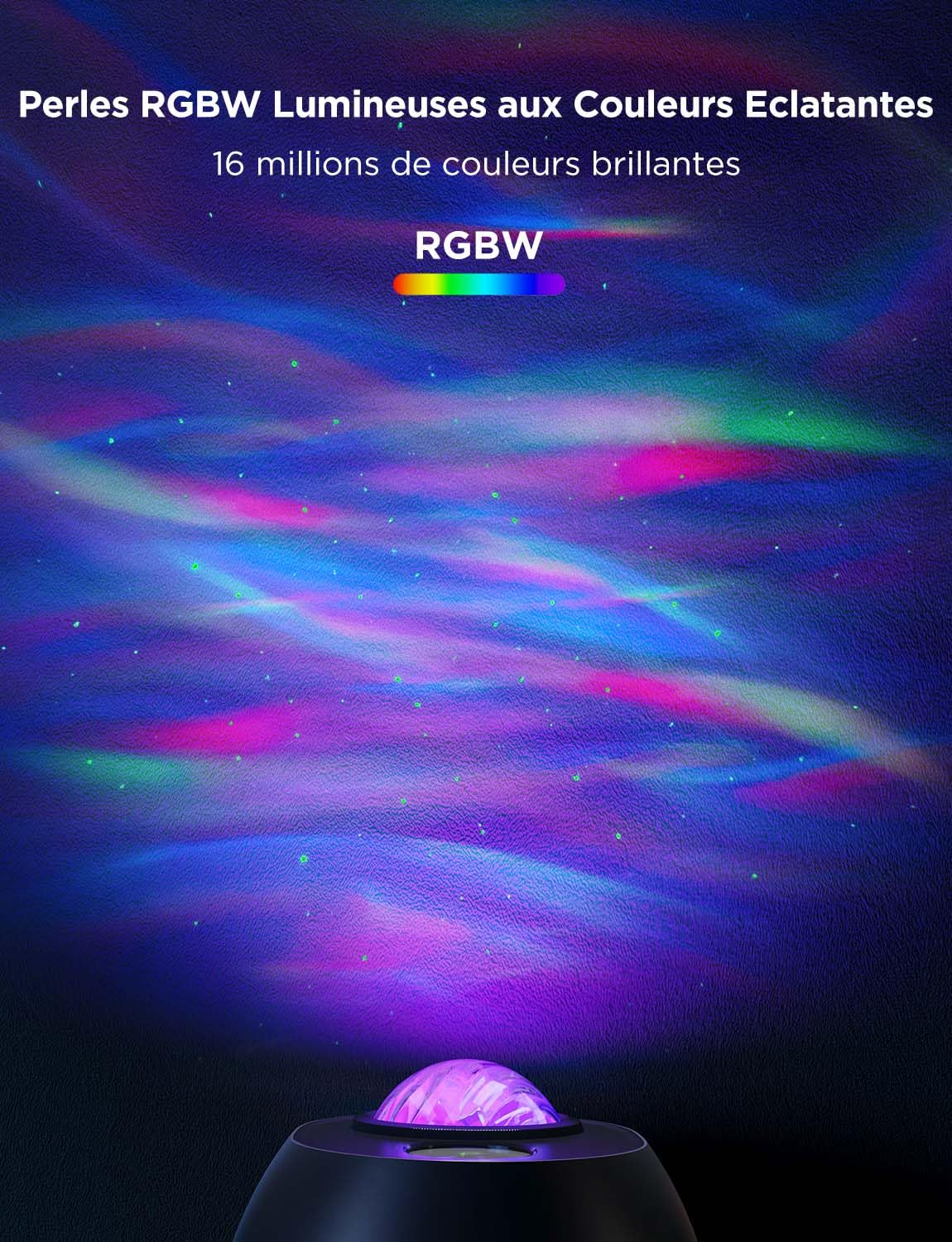 Govee Projecteur Ciel Etoilé LED RGBW Galaxie 52 Scènes 18 Bruits Blancs Lumière Etoiles Plafond Alexa Matter Compatible Timer Veilleuse Enfant