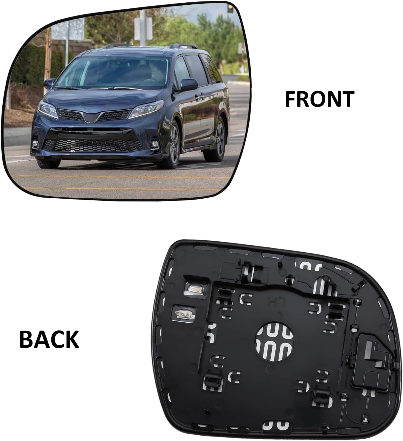 Driver Side Mirror Replacement for Toyota Sienna 2011 2012 2013 2014 2015 2016 2017 2018 2019 - Left Side Mirror Glass, Rear View Mirrors Glass with Power Heated