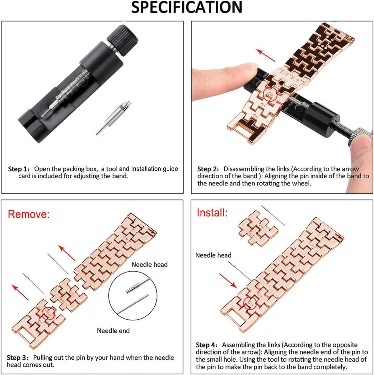 Bands Compatible with Samsung Galaxy Watch 4 Classic 46mm, Jewelry Bling Rhinestone Diamonds Metal Bracelet with Bezel Ring Cover Watch Fase Replacement Accessories for Women Men. - Image 6