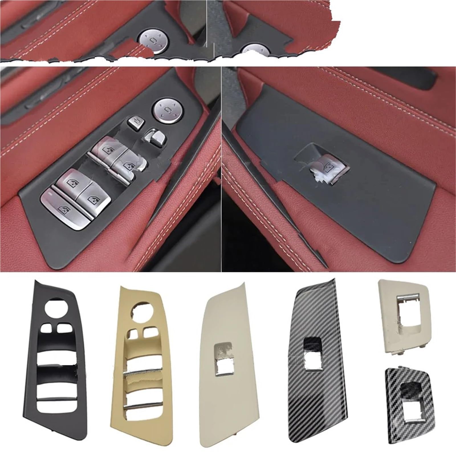 Maniglia Interna Portiera Per BMW Serie 5 M5 G30 G31 F90 2017 2018 2019 2020 LHD Pannello Pulsanti Interruttore Alzacristalli Anteriore Posteriore Porta Auto Auto Maniglia Interna(Carbon Fiber-4Piece)