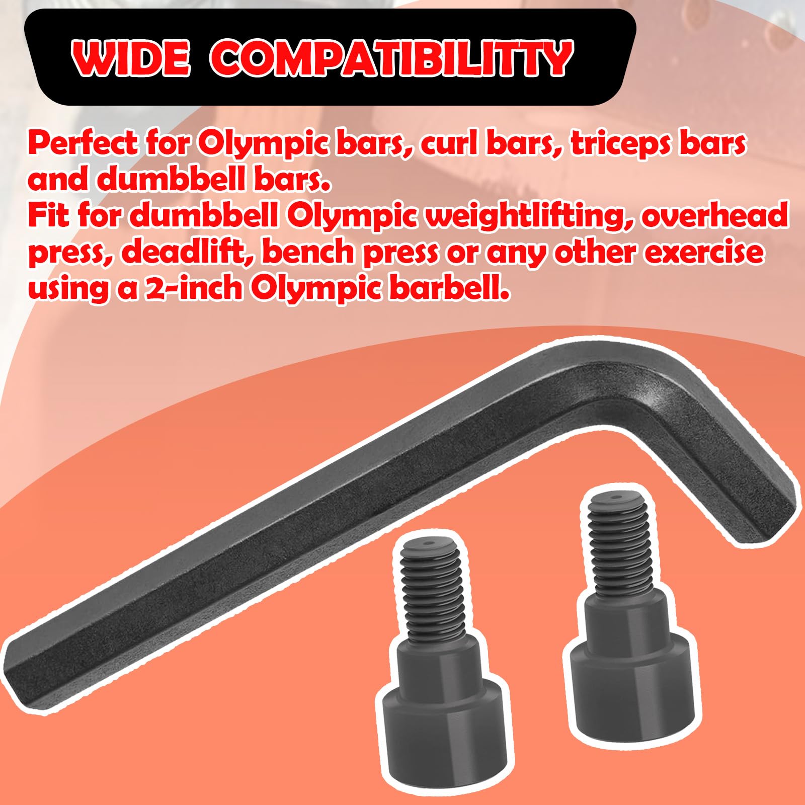 YMT Hex Bolts Perfect & 12mm Hex Allen L-Wrench Tool for Olympic Bars, Curl Bars, Tricep Bars, Dumbbell Bars