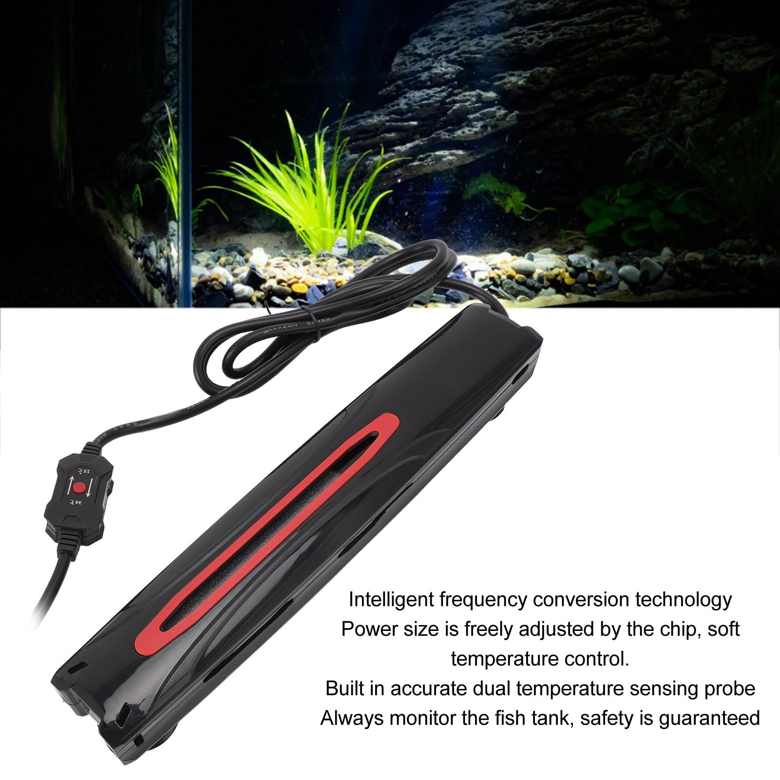 Fockety Aquarium-Heizung, Aquarium-Frequenzumwandlungsheizung, Externe Temperatureinstellung, IPX6, Wasserdichter Thermostatregler, Stabil, 1000 W, für Aquarium (EU-Stecker 220 V)