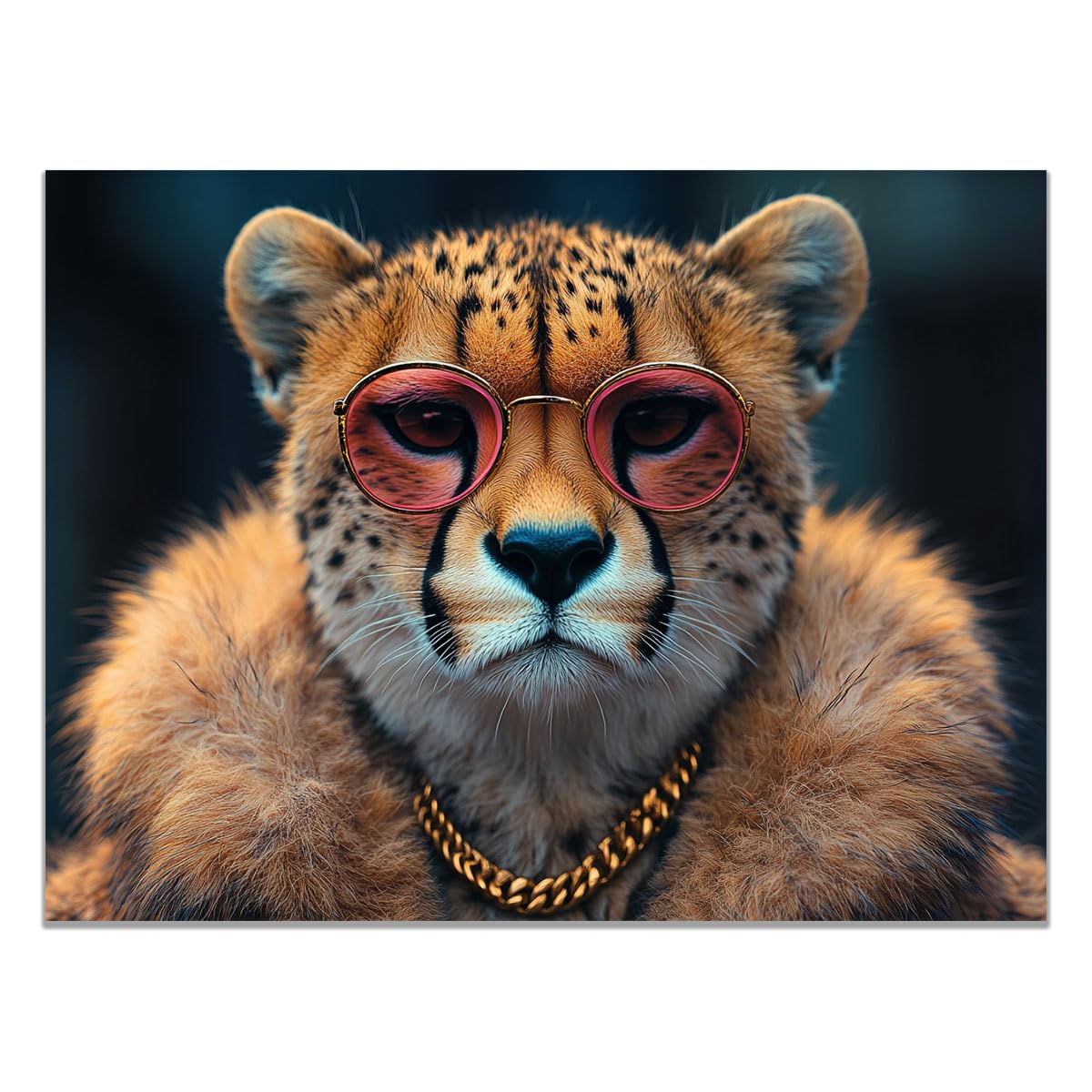TZKRWRH Cheetah Wall Art Print Jungle Animals Decor Cheetah Portrait Leopard Pictures, Animal Portrait Painting, African Wild Animal Art Poster(Brown 44)-80x120cm Unframed