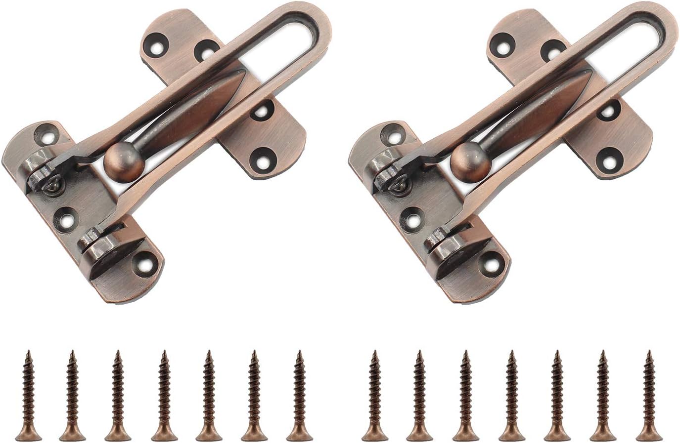 2 PCS Swing Bar Door Lock,ULIFESTAR Top Lock for Front Door Stainless Steel Door Latch Door Bolt,Barn Door Lock Shed Lock Fence Door Lock Hardware with Installation Screws Antique Copper