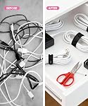 25 Pcs Silicone Cable Ties, Cable Ties Reusable, High Elasticity Cord Wraps for Electrical Cords, Cord Organizer for Earphone, Phone Charger(Black)