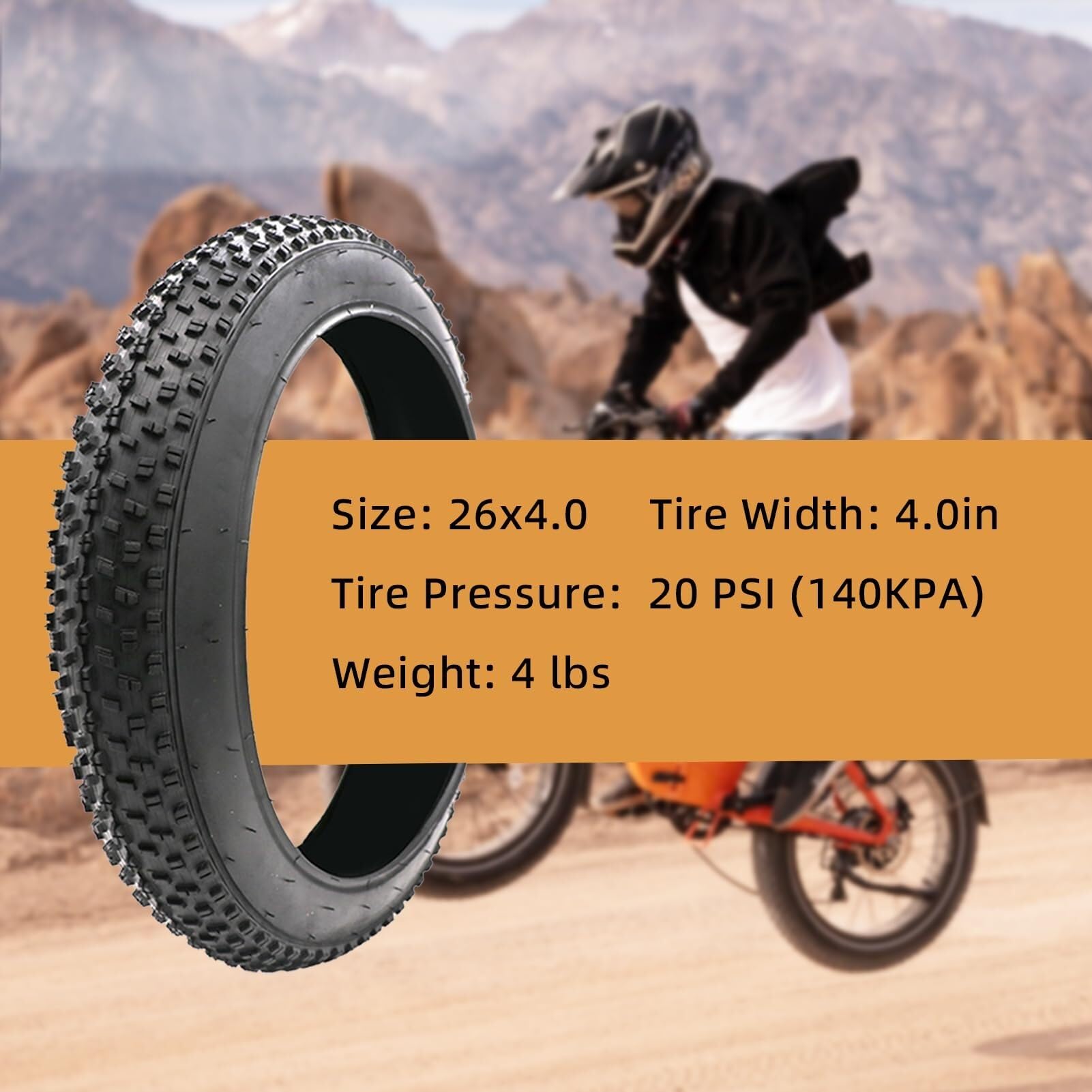 20/26x4,0 Pollici Pneumatico Grasso Per Bici Elettrica 20/26 4.0 Pollici Accessori Per Biciclette Sostitutivi A Prova Di Foratura Con Tallone Pieghevole