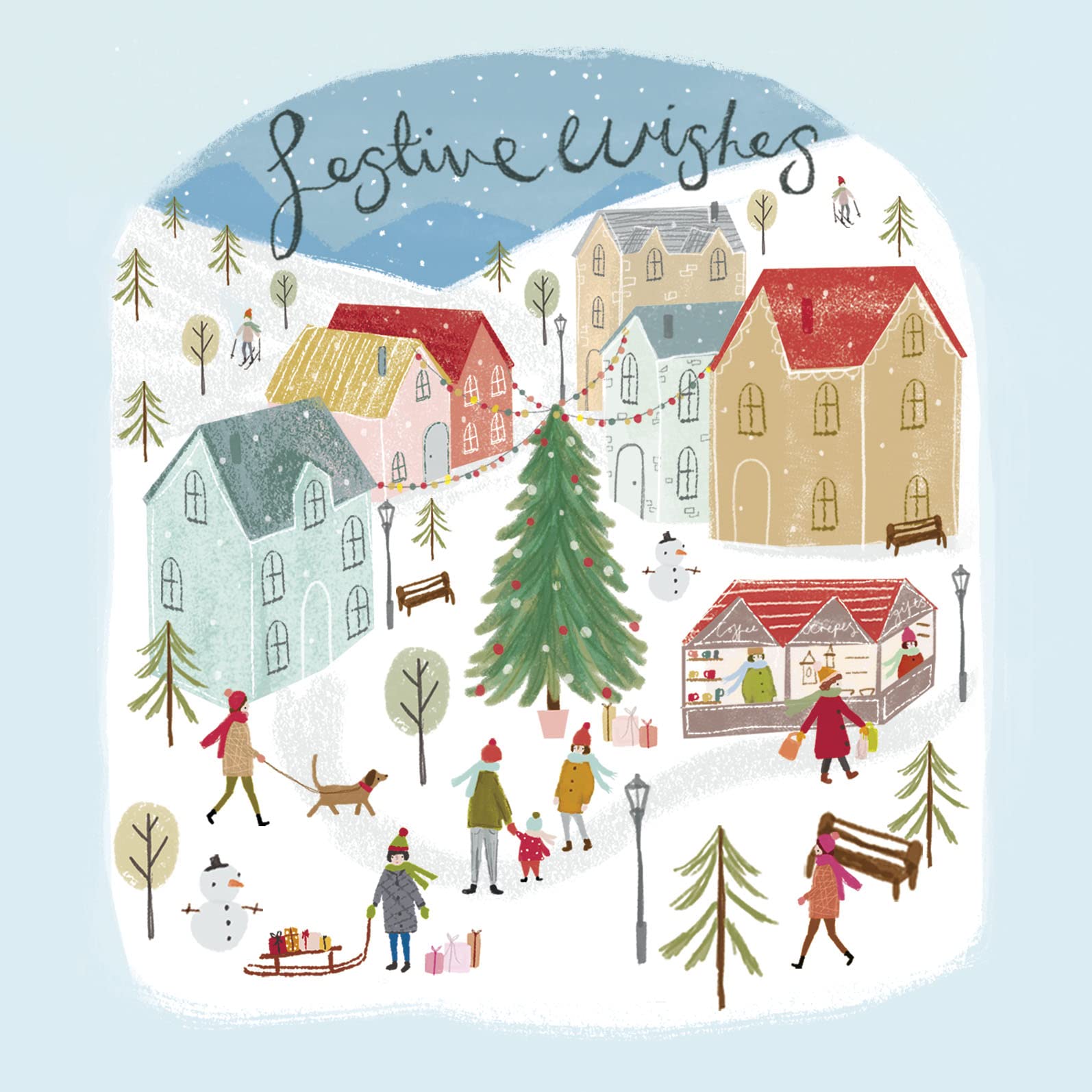 Pack of 8 Snowy Festive Village Samaritans Charity Christmas Cards Xmas Cards 556997