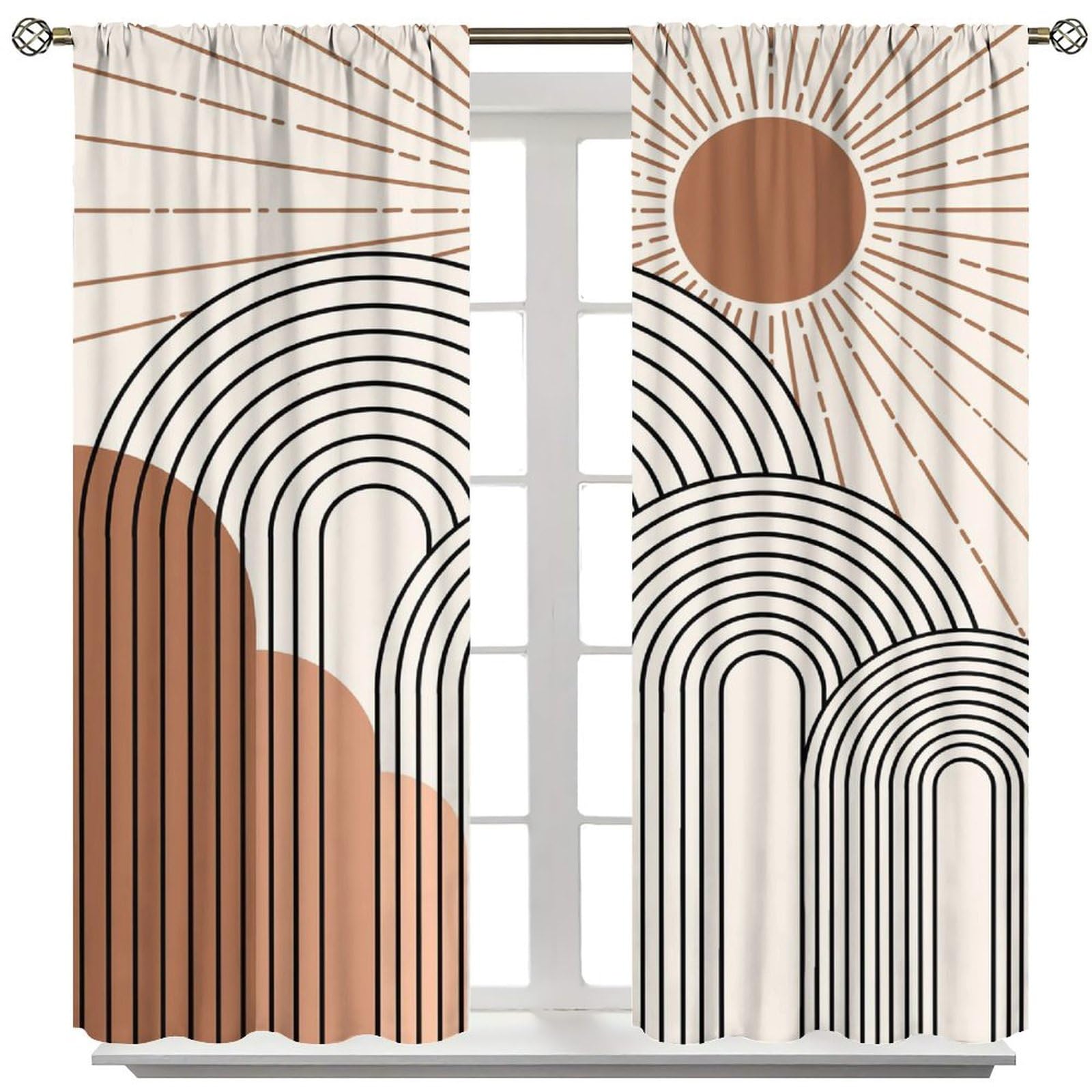 AuiMzoo Century Medium Leaf Sun Blackout Curtains, Arches Modern Minimalist Boho Abstract Style, Bedroom Living Room Kitchen84X84 Inch