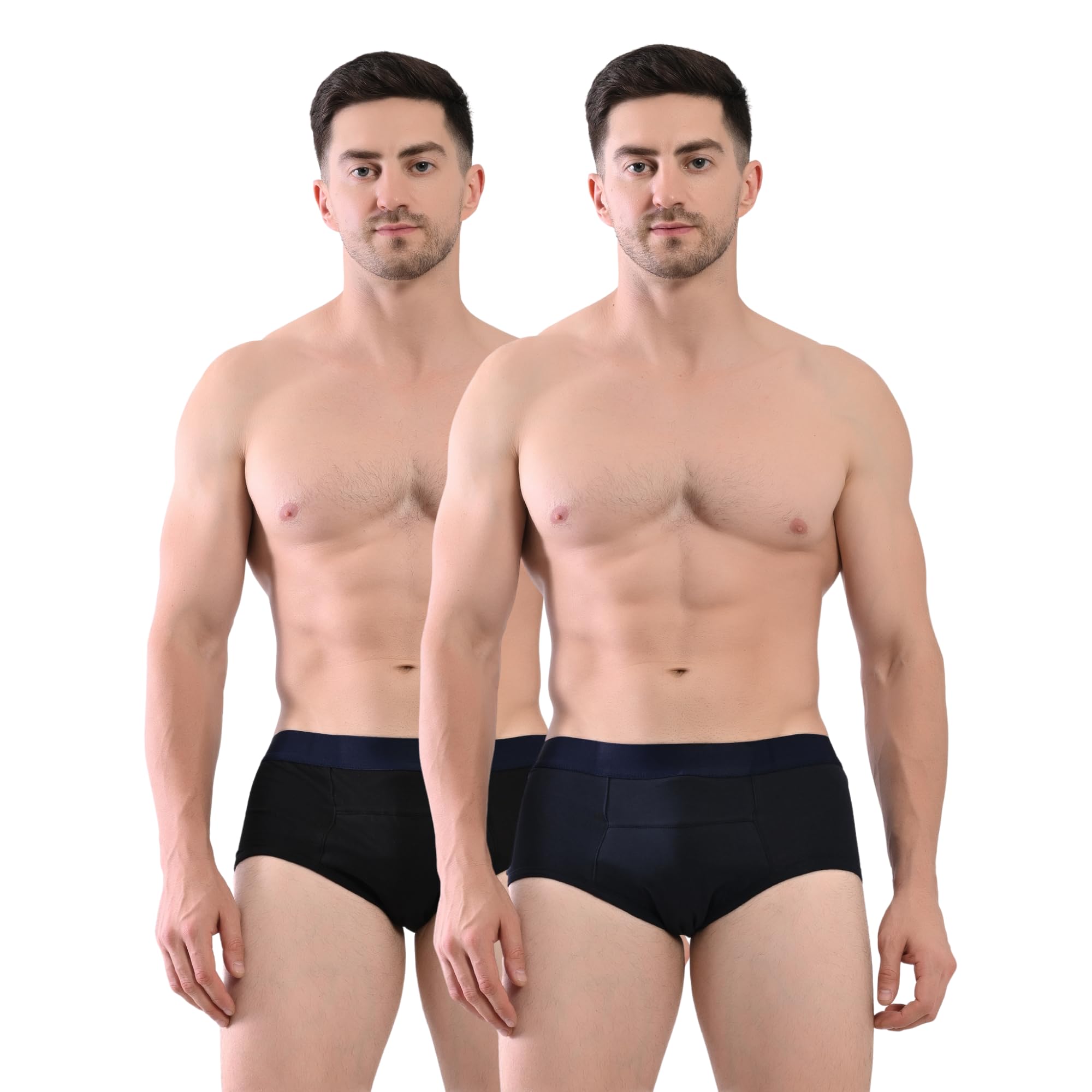 Men Briefs Leakproof Underwear for Urine Incontinence | Washable and Reusable | Absorbs up to 35 ML | Black Blue | Pack of 2-image-44