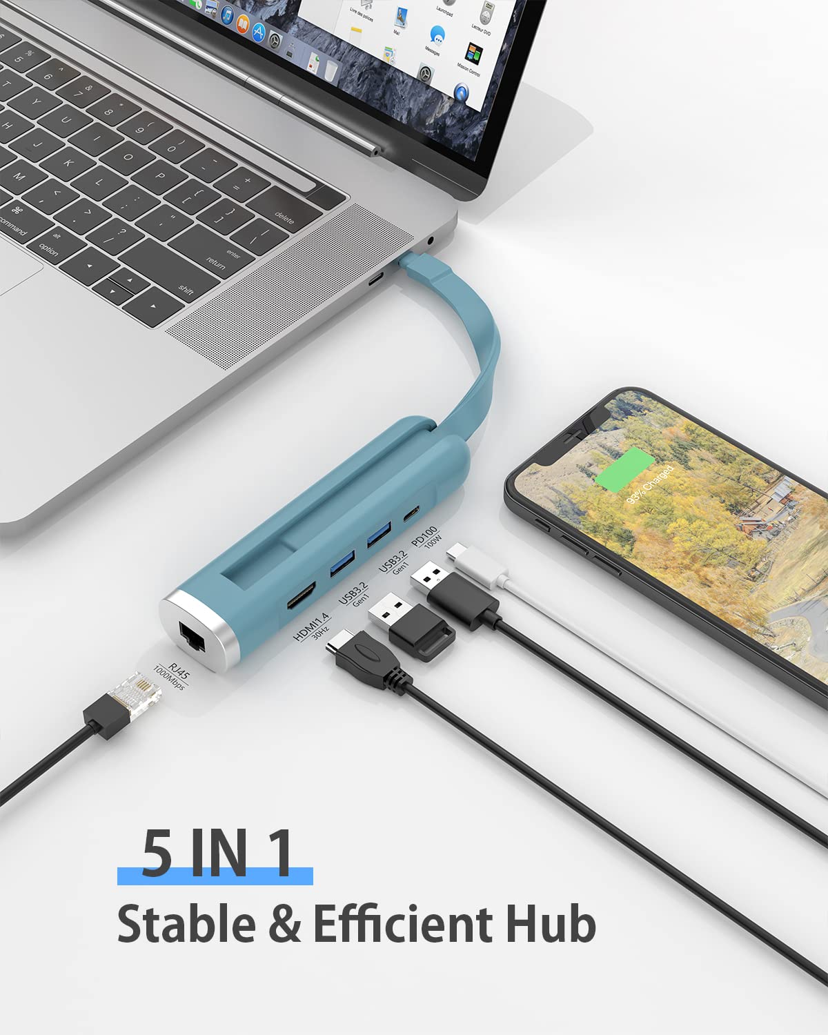 ✨Elexlinco 5-IN-1 USBハブ ネイビー Amazon.co.jp: Elexlinco USB ハブ, 5-in-1 USB C ハブ アダプタ