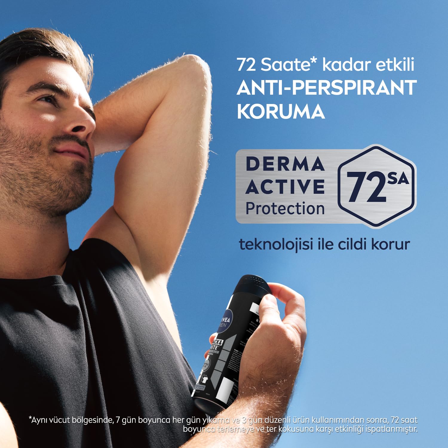 NIVEA MEN Erkek Sprey Deodorant Black&White Invisible Original 200ml, 72 Saat Anti-Perspirant Ter Koruması