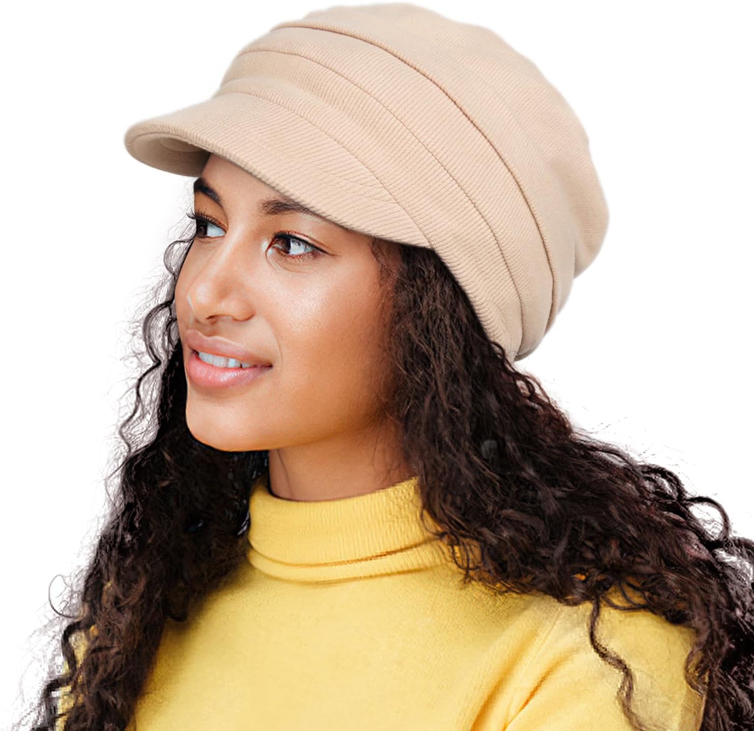 Alnorm Oversize Satin Lined Baseball Cap Newsboy Cap Winter Hat for Frizzy Curly Hair