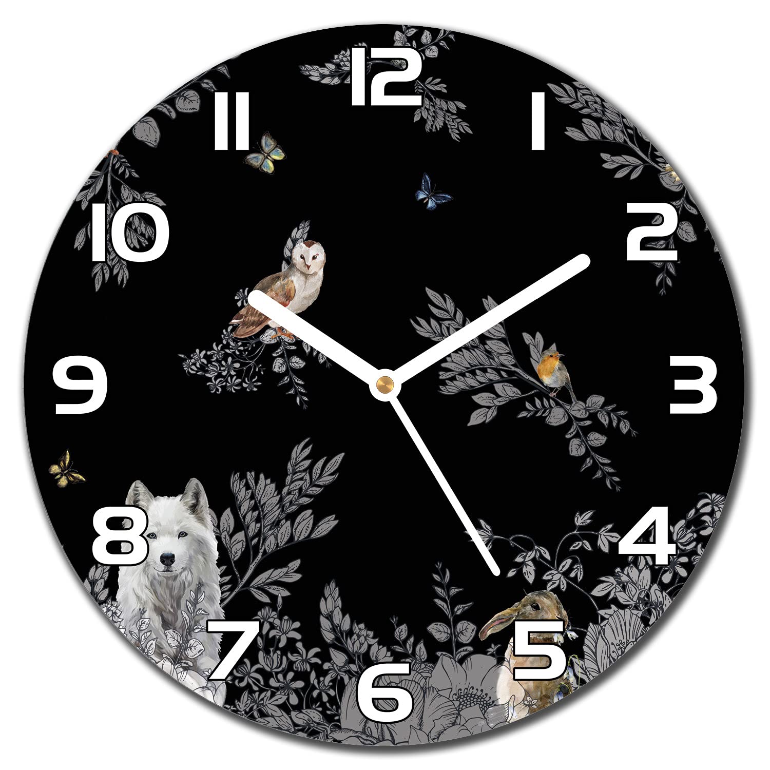 Horloge en Verre 30 cm Moderne Forêt Sauvage Coloray pour Salon