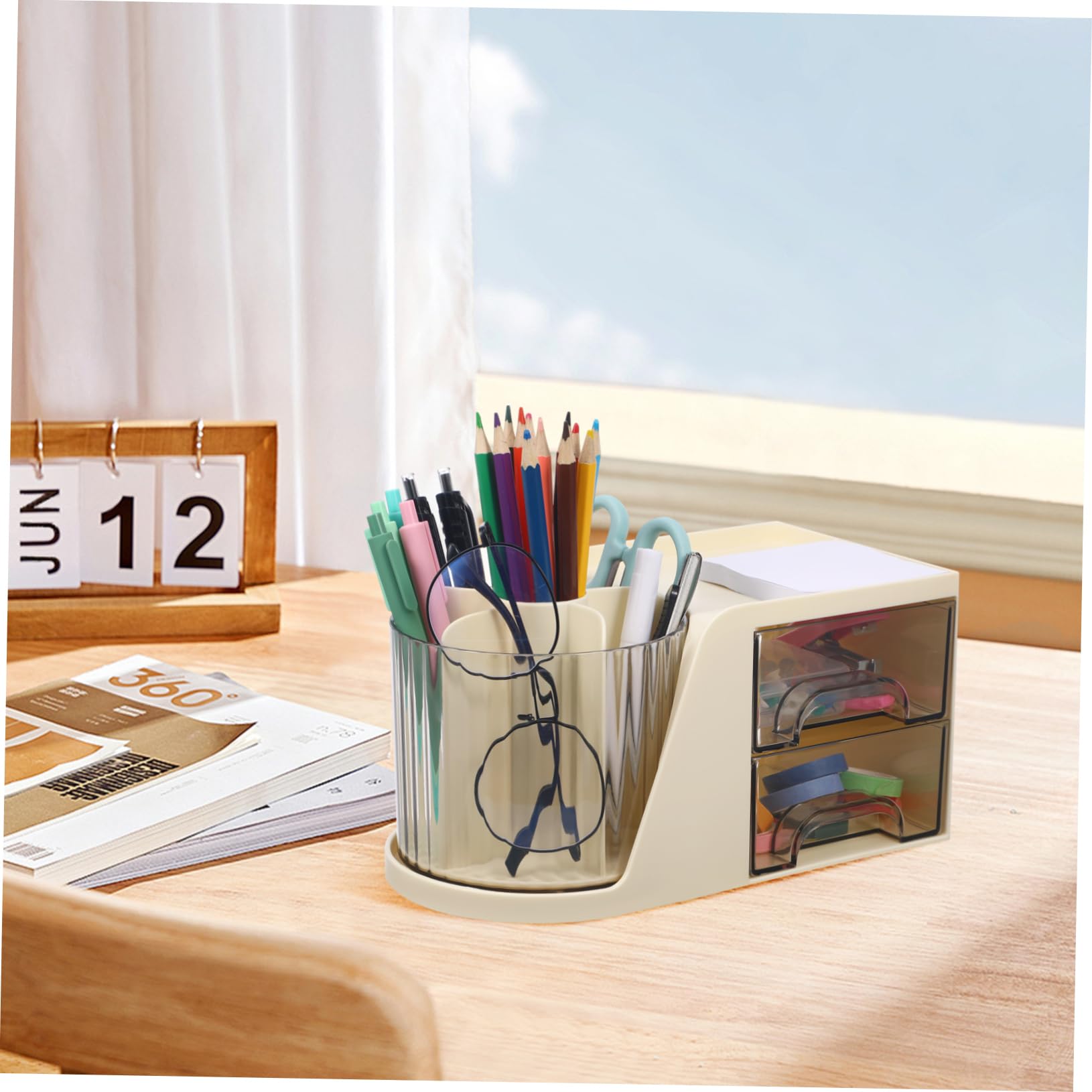 Büromaterial Stiftehalter Drehbarer Schreibtisch-organizer Aufbewahrungsetui für Schreibtisch Stiftehalter für Bürobedarf Arbeitsplatz-organizer