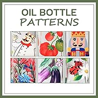 Vista 3 de Botella de vidrio para aceite de oliva pintada a mano, de 500 ml, ideal para aceite y vinagre, de color verde, con vertedores, jarra de decantador