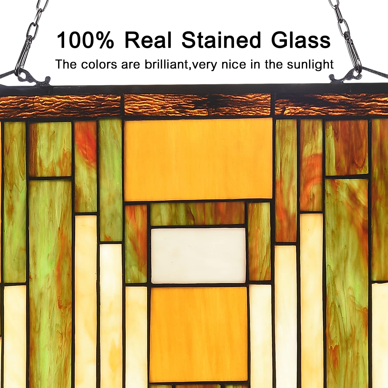 Capulina Buntglas-Fensterpaneele, 43,2 x 55,9 cm (B x H), antiker Tiffany-Stil, Kunsthandwerk, Sonnenfänger, Fensterbehang, Eltern, Geschenke für Heimdekoration