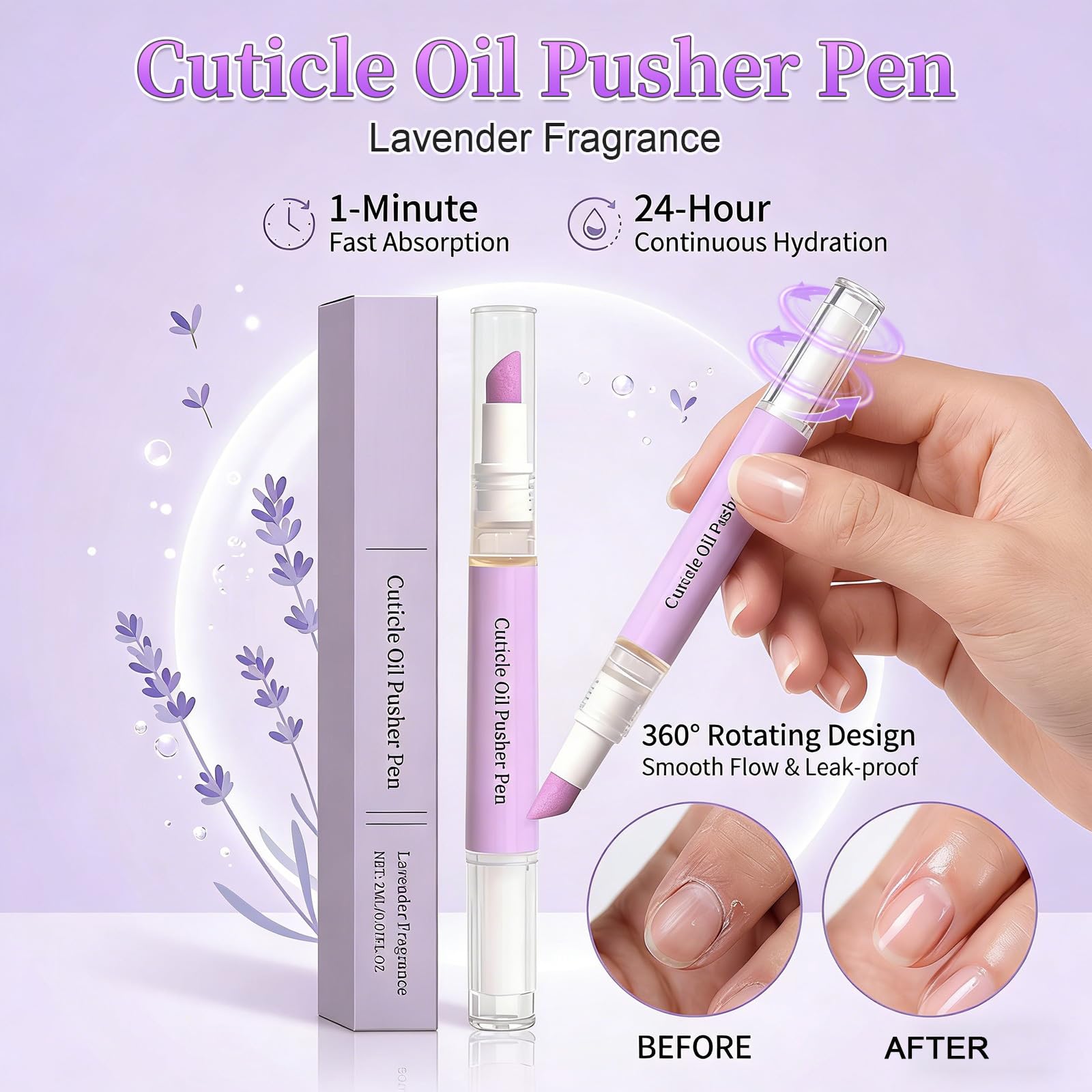 2-in-1 Nagelhautölstift, Nail Care Pen, Nagelhautschieber Ölstift Keramik, Nagelpflege Nagellack Stift, Nagelöl Cuticle Oil Pen Nagelpflegeöl für Nagelhaut die Reparatur von Rissigen Trockenen - 3