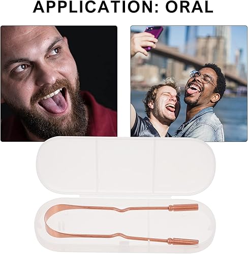 Miniatura 9 de Healifty Raspador de lengua de cobre, 2 piezas, raspador de lengua de cobre, raspador de lengua con estuche de viaje, limpiador de lengua de metal,