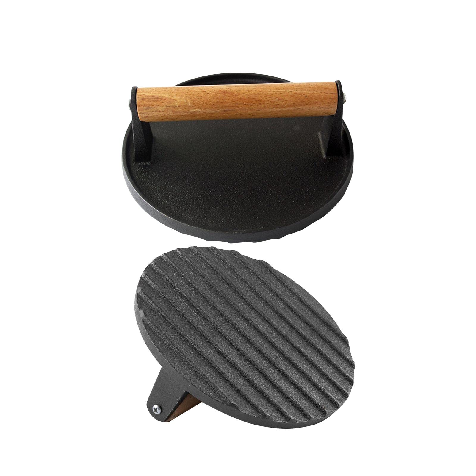 Grillpresse aus Schwerem Holzgriff Steakfleischpresse Burgerpatty Maker Form Ausgewogene Gewichtslage für Outdoor Küche