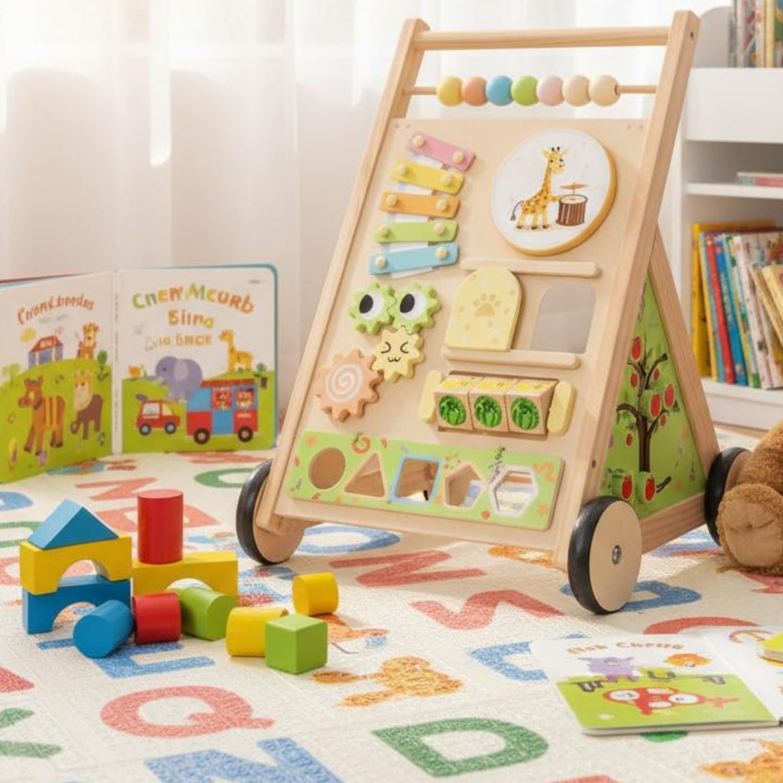MagiDeal Carrello Bambini Giocattolo Attività Multifunzione Centro Interattivo Musica Spingibile con Xilofono Adatto a Apprendimento Infantile Gioco Domestico, Stile B