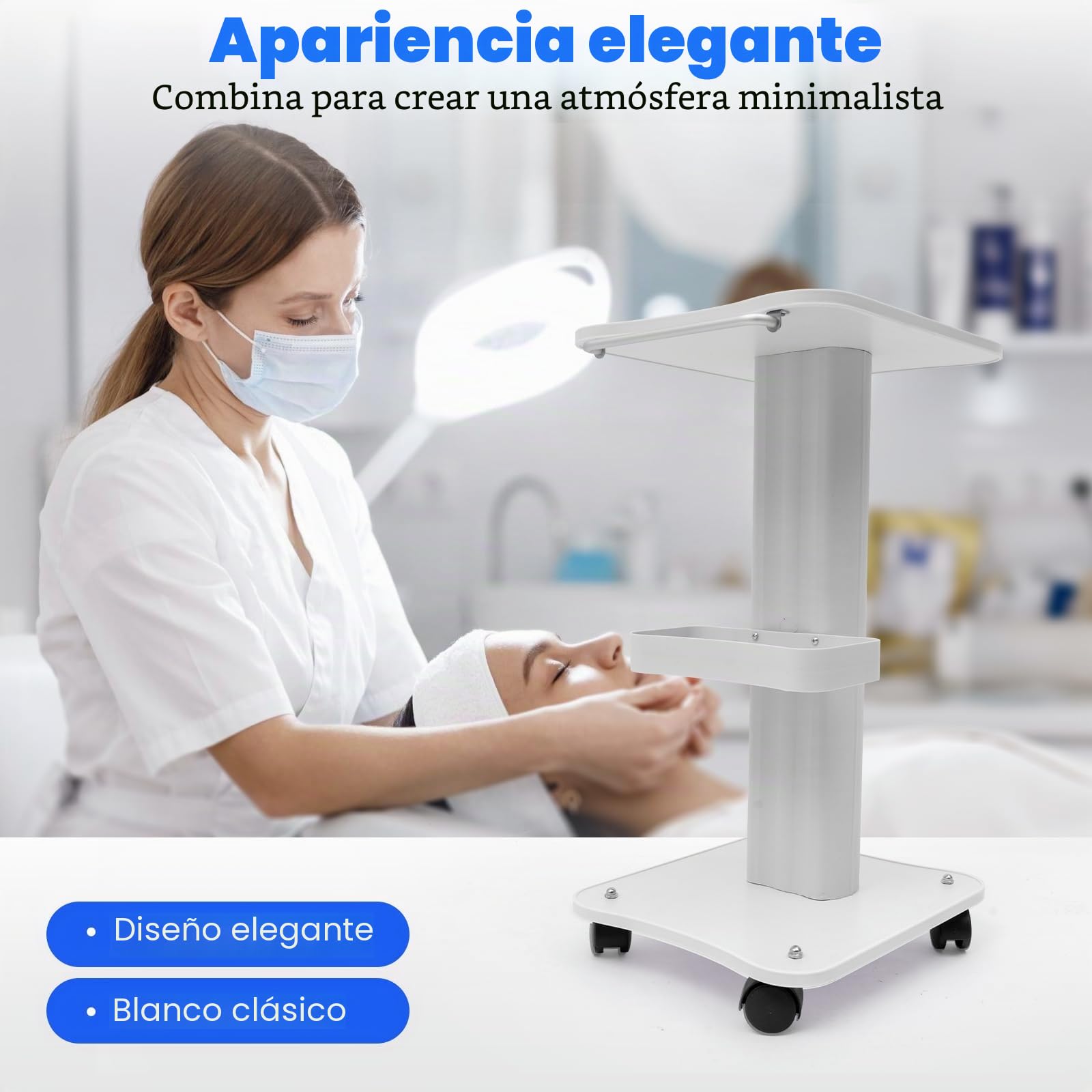 Carrito médico portátil con compartimento de almacenamiento y rueda de freno, carrito de peluquería, carrito de cosméticos, carrito de trabajo, carrito de salón para instrumentos de belleza médicos