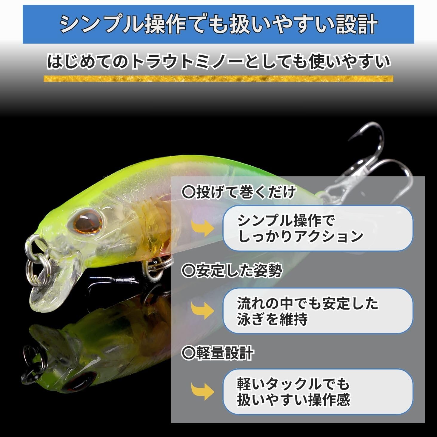 Amazon.co.jp: トラウトミノー 渓流ルアー 5g 50mm 6個セット ヘビー