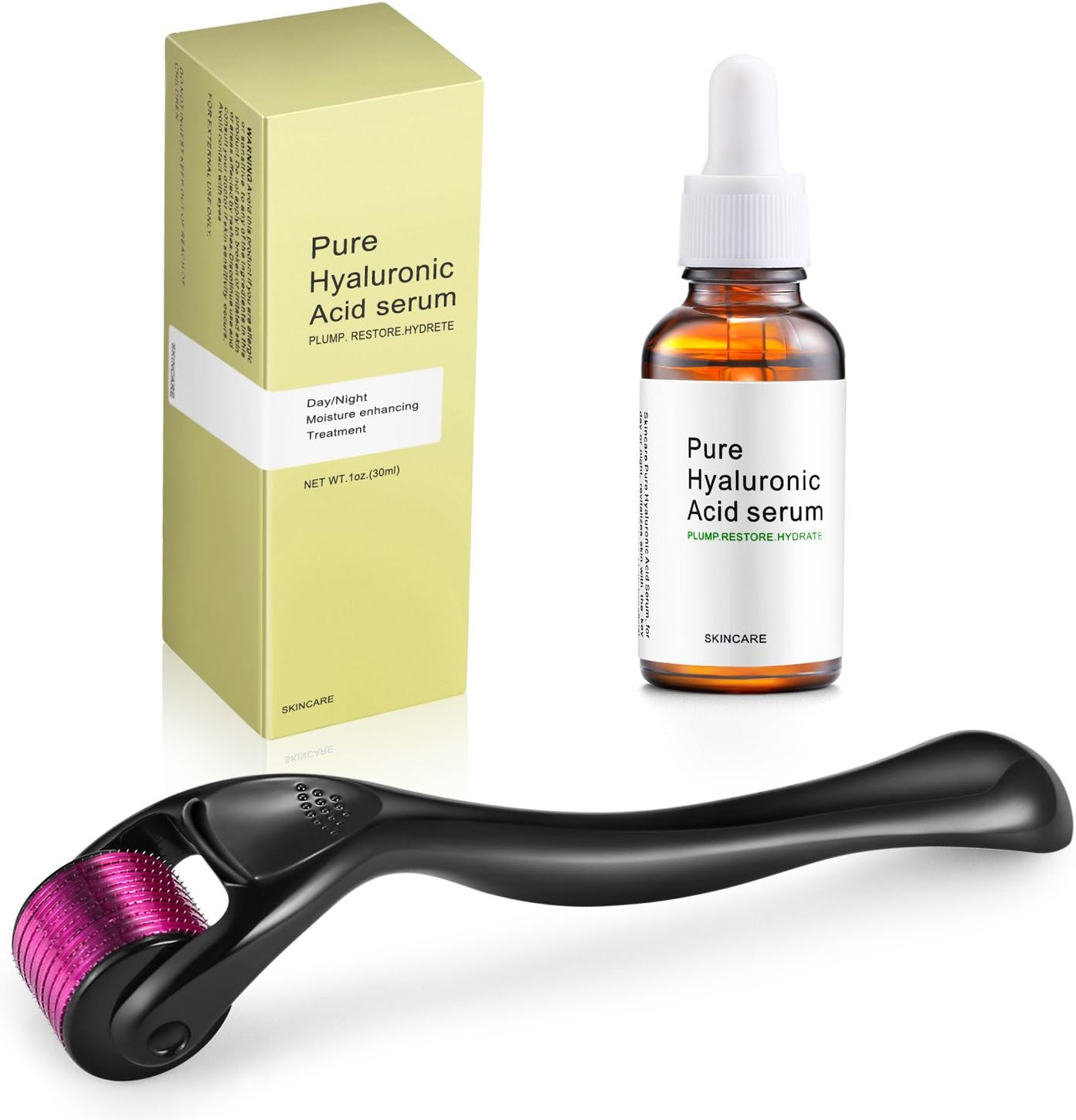 Titanium Microneedle Derma Roller 540 Micro Needles Skin Care Needle 0.25mm+hyaluronic acid serum-EOF