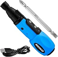 NEIKO 10577A Cordless Power Screwdriver 3.6V USB Rechargeable | Auto/Manual Mode, LED Light, 1/4" Hex Chuck & Bits Included