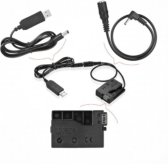 Andoer DR-E8 Dummy Battery with DC Power Bank USB Adapter Cable Replacement for LP-E8 for Canon EOS 550D 600D 650D 700D DSLR Cameras