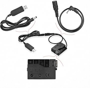 Andoer DR-E8 Dummy Battery with DC Power Bank USB Adapter Cable Replacement for LP-E8 for Canon EOS 550D 600D 650D 700D DSLR Cameras