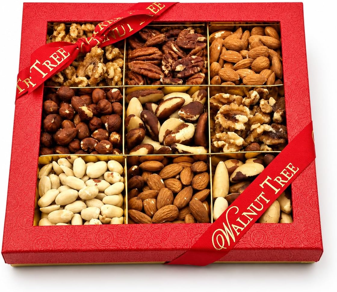 Walnut Tree – Assorted Natural Nuts Gift Box – Handpacked in the UK – Rich in Vitamins & Minerals – Suitable for Vegan, Vegetarian, Halal, Kosher and Gluten Free Diets – Luxury Gift Selection – 550g