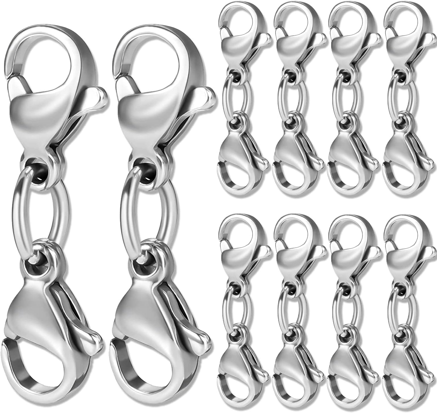 Double Lobster Clasps, 10 Pcs Double Claw Lobster Extender Connector