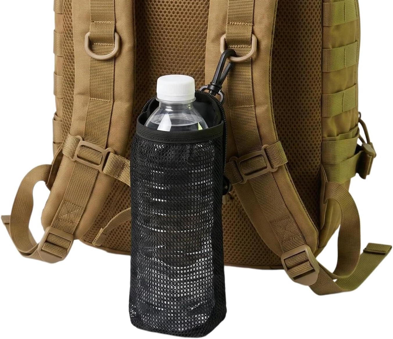 Water Bottle Pouc for Backpack: Foldable with Carabiner Attachment