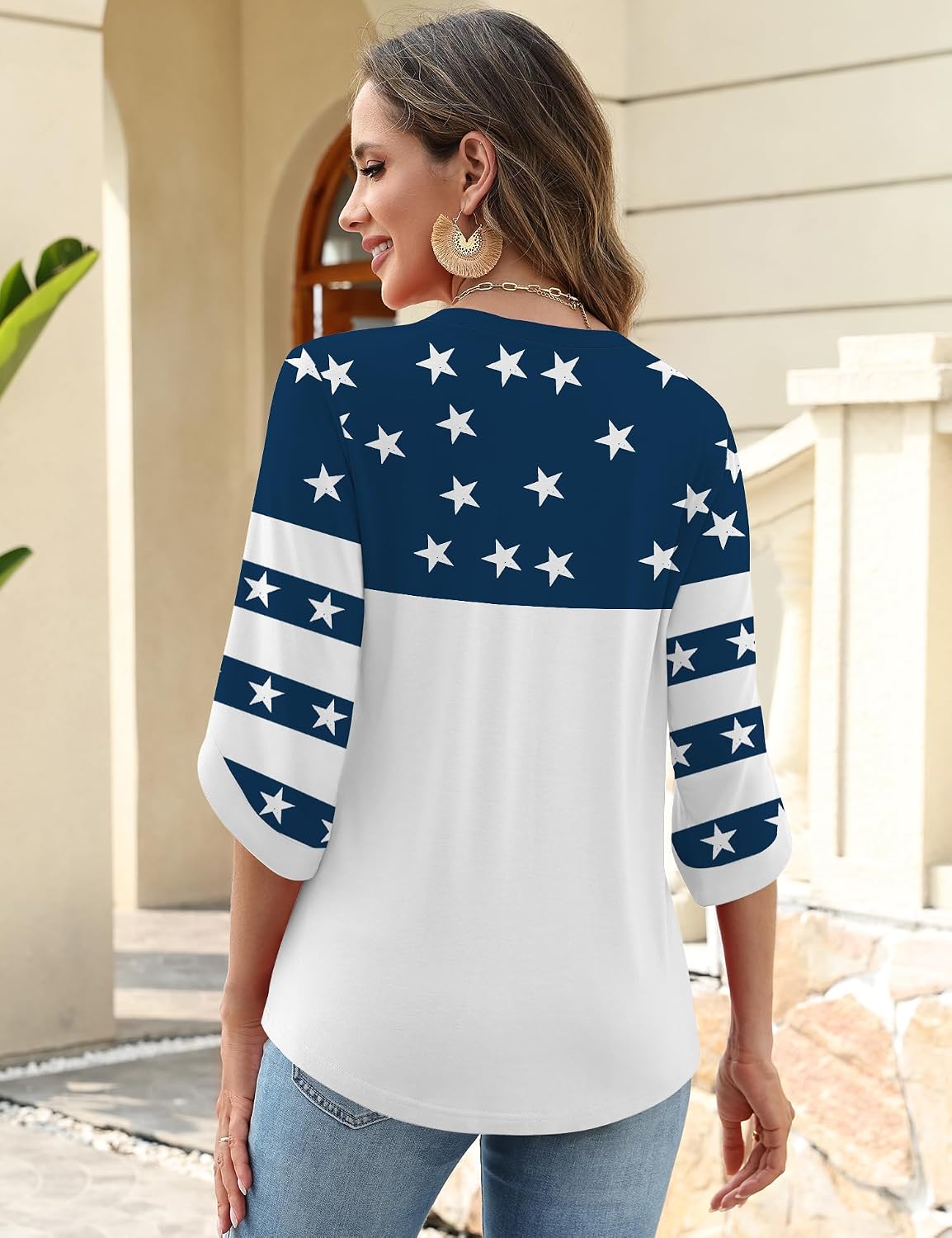 Kistore Womens 3/4 Length Sleeve Tunic Tops Casual Business Work Blouses image 4