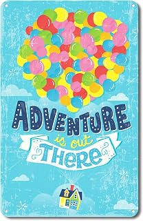 Farmhouse Inspirational Sign - Adventure is Out There | Rustic Art Wall Decor, Living Room Bedroom Kitchen, 12 x 8 Inches