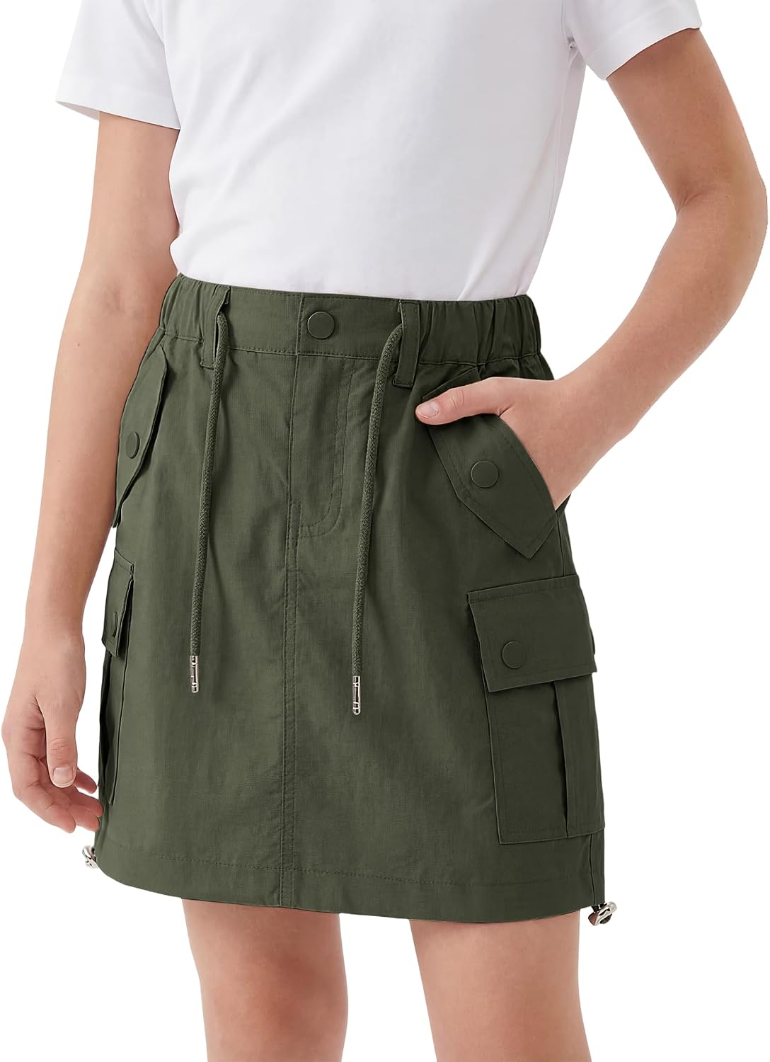 Rolanko Girls Cargo Skirt Parachute Shorts Skirt with Pockets Summer Kids Skirt Casual Daily Hiking 5-13Y