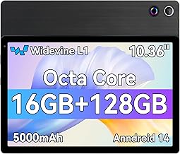 10.36 inch Tablet, Android Tablet 16GB+128GB(TF 1TB), Octa Core, 5G WiFi 6, 5000mAh, 5MP+8MP Camera, 1280 * 800 HD Dual Speakers Touchscreen Tablets PC (Black)