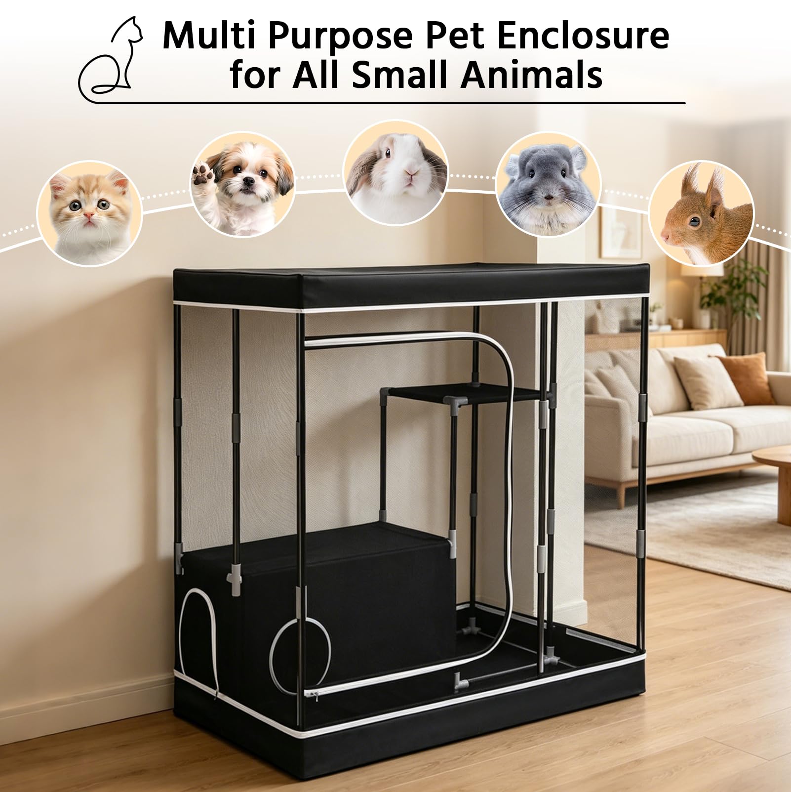 Sichtbares Katzenhaus, Atmungsaktives Katzenbett aus Oxford-Gewebe, Katzenauslauf für Erwachsene Katzen, Kätzchen, Kleintiere, 127 x 85 x 127 cm, für Innen, Außen, Reisen und Camping