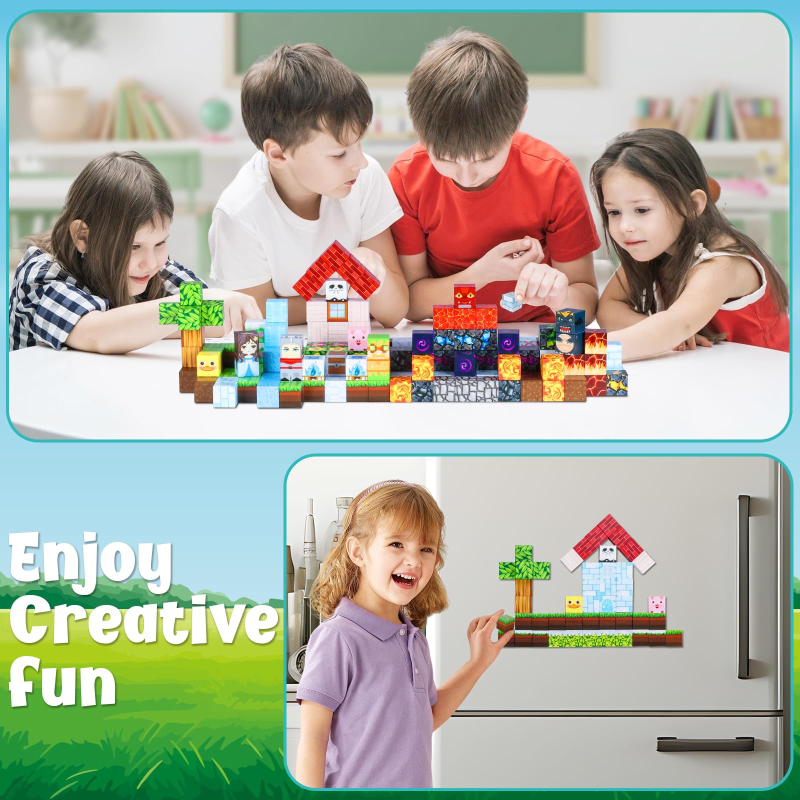 ACELIFE Blocchi magnetici da costruzione 200 pezzi, giocattoli magnetici creativi STEM Magnetic Building Blocks giocattoli regali per bambini ragazzi e ragazze 3 4 5 6 7 8 anni