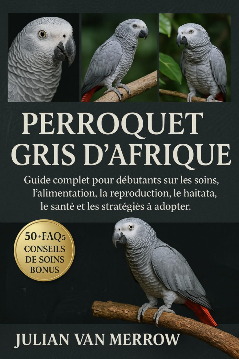 PERROQUET GRIS D'AFRIQUE: Guide complet pour débutants sur les soins, l'alimentation, la reproduction, le toilettage, l'habitat, la santé et les stratégies à adopter.