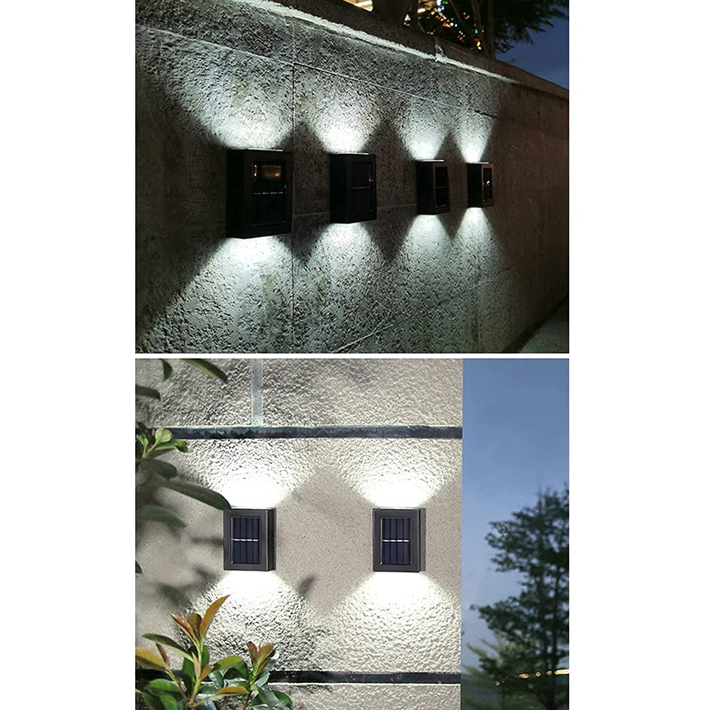 Lámparas Solares Aplique De Pared LED IP65 Lámpara De Pared Impermeable Luz Cálida Luz Blanca Iluminación De Pared Focos De Exterior Lámparas De Pared Para Jardín Garaje (2 warm lights)