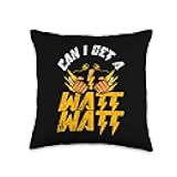 Electrician Pun Vintage Can I Get A Watt Watt Throw Pillow