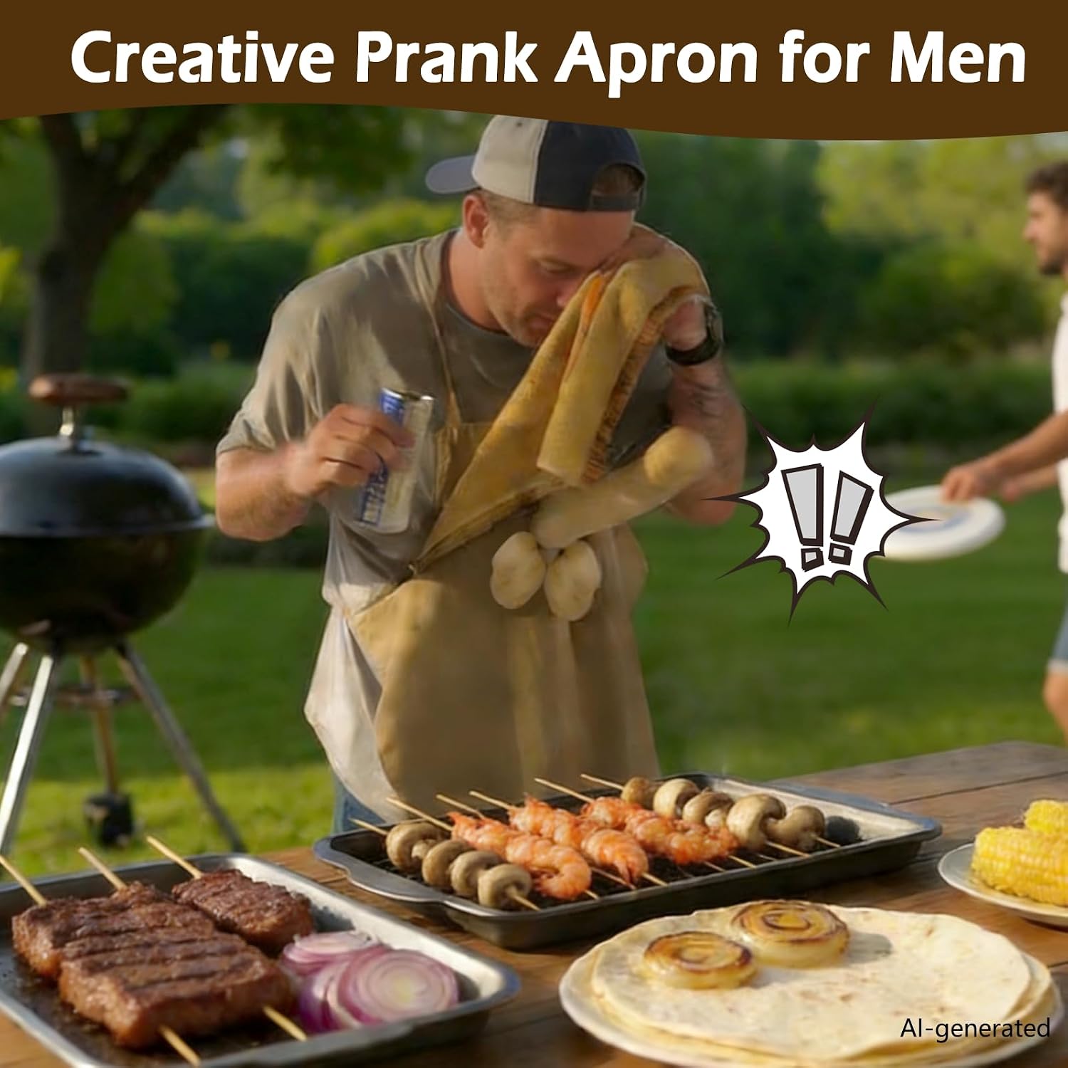 Funny Aprons for Men – Head Chef Apron Prank with Pocket, BBQ Grilling, Gag Gift for Dad, Father’s Day