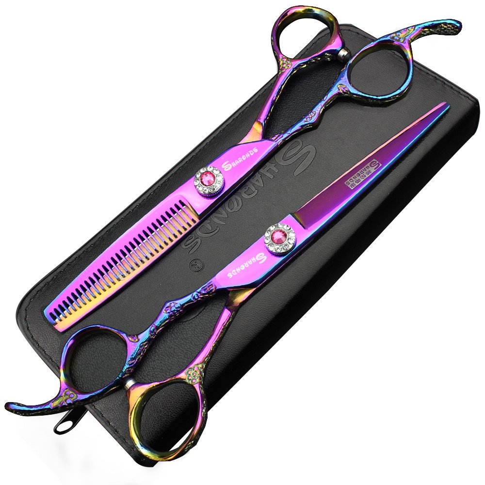 6-Zoll-Linkshänder Friseurschere Friseur Scheren Set (6 Zoll, 2 Stück-E) | Professionelle linke Hand, Styling, ergonomische Rutschschutzgriffe