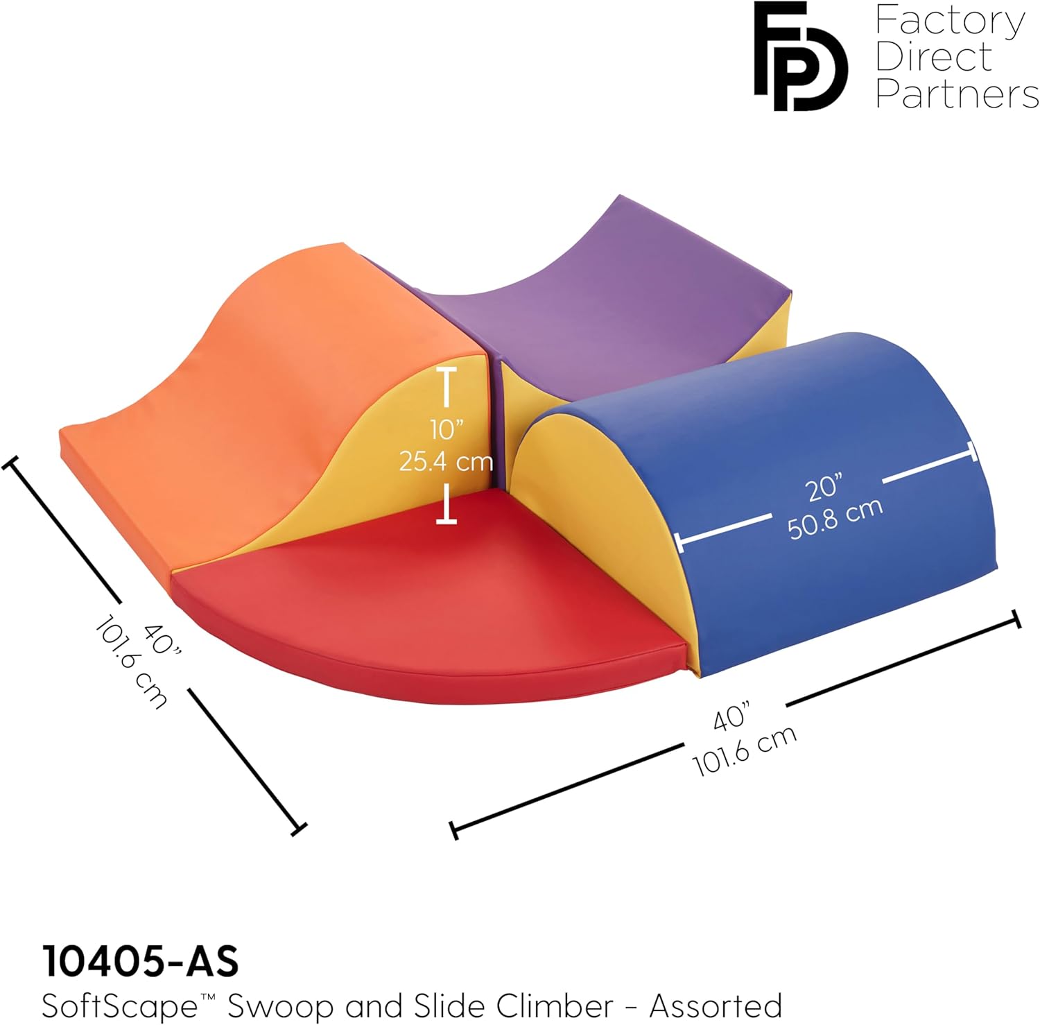 FDP SoftScape Swoop and Slide Climber for Toddlers and Kids, Colorful Beginner Soft Foam Structure for Active Playtime (3-Piece Set) - Assorted