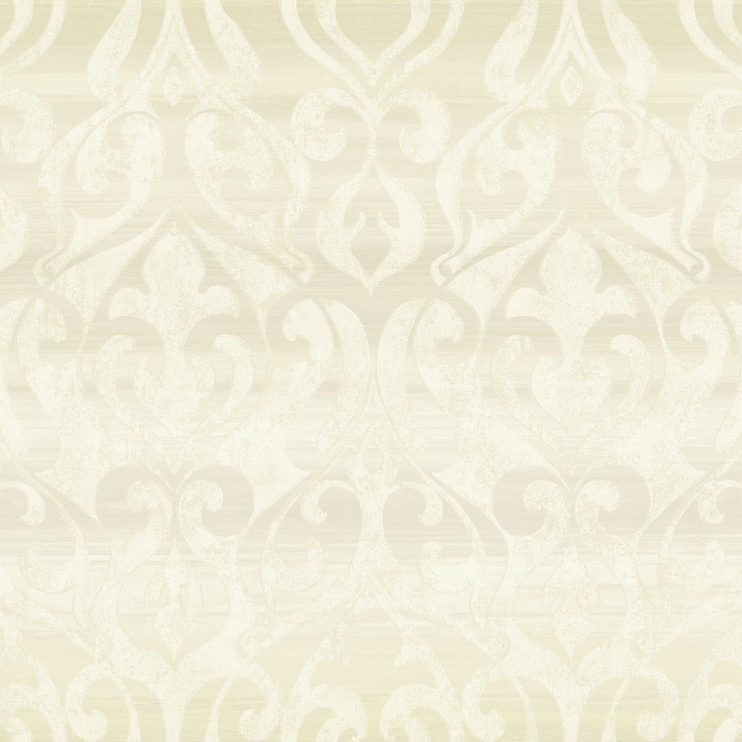 Yöl Cream Gleam Glitter Damask Wallpaper - Glamorous Classic Traditional Stylish Metallic Effect - Acrylic Coated Paper