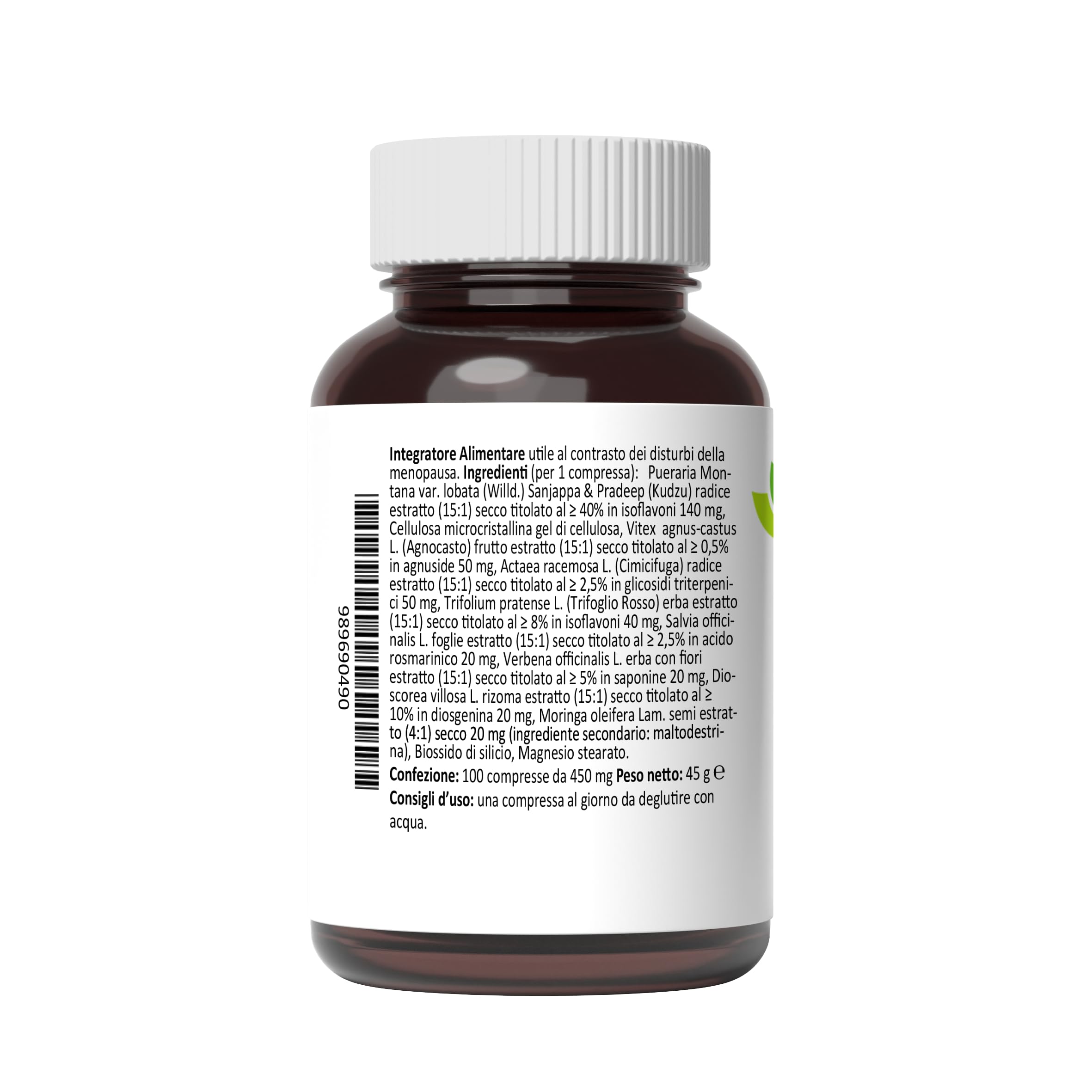 Rimedio Menopausa 100 Compresse - Trifoglio Rosso Agnocasto Cimicifuga Kudzu Moringa Dioscorea Verbena - Isoflavoni Naturali -Controllo della Sudorazione e del Peso, Relax Mentale